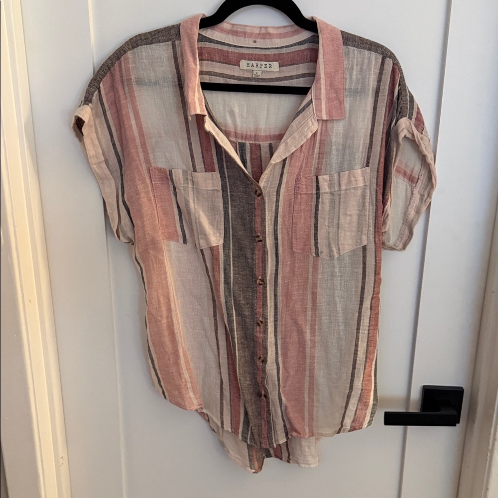 Striped Button-Up Shirt